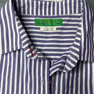 Clare V. Phoebe Concord Stripe Blouse XS Purple White Cotton Poplin